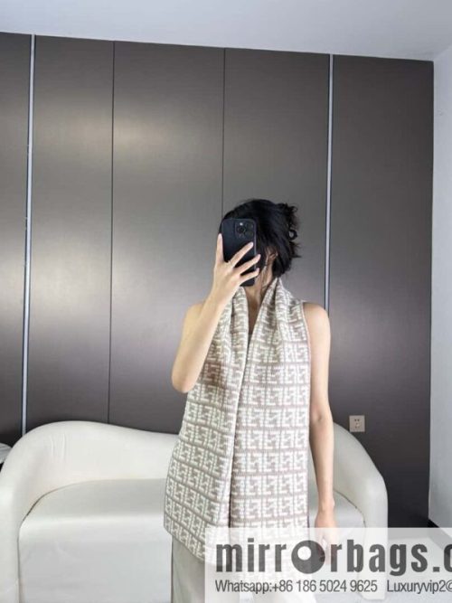 FENDI FF pattern design jacquard knitted cashmere scarf