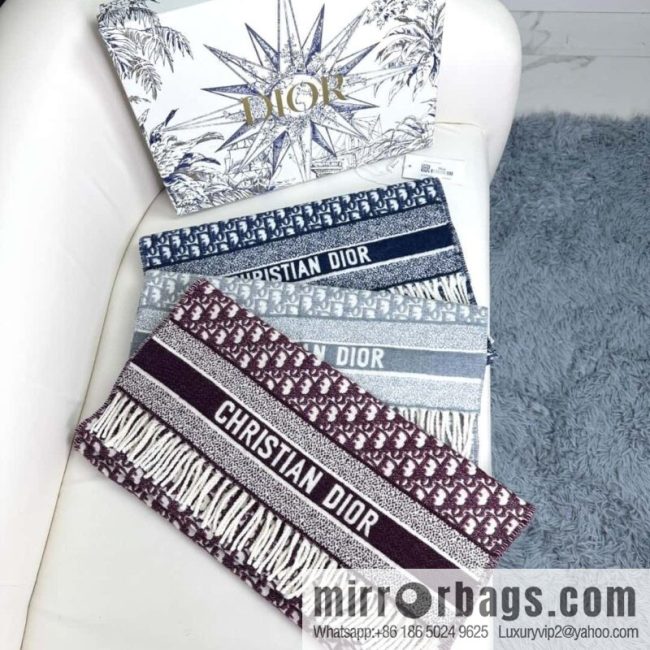 DIOR Oblique print/embroidery pattern cashmere scarf