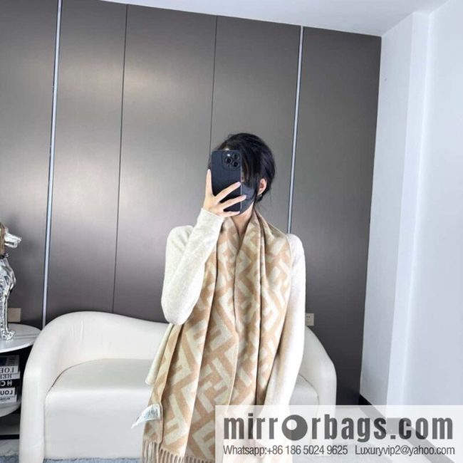 FENDI long fringed cashmere scarf