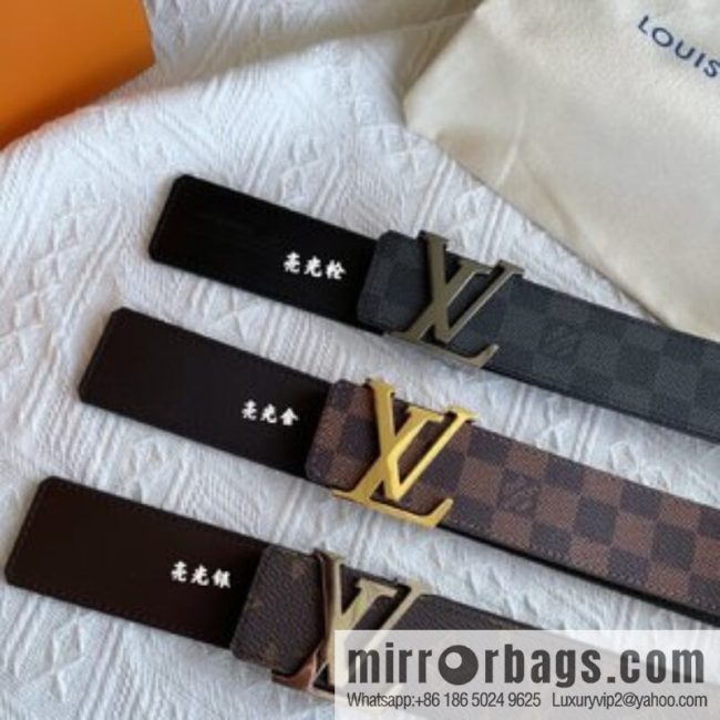 LOUIS VUITTON Classic brown checkerboard/black checkerboard/presbyopia 40mm belt