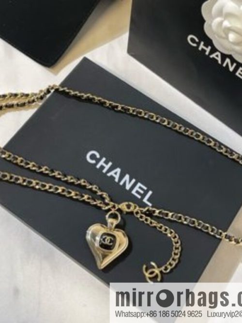 2021 new CHANEL Chanel double c peach heart black leather rope waist chain belt