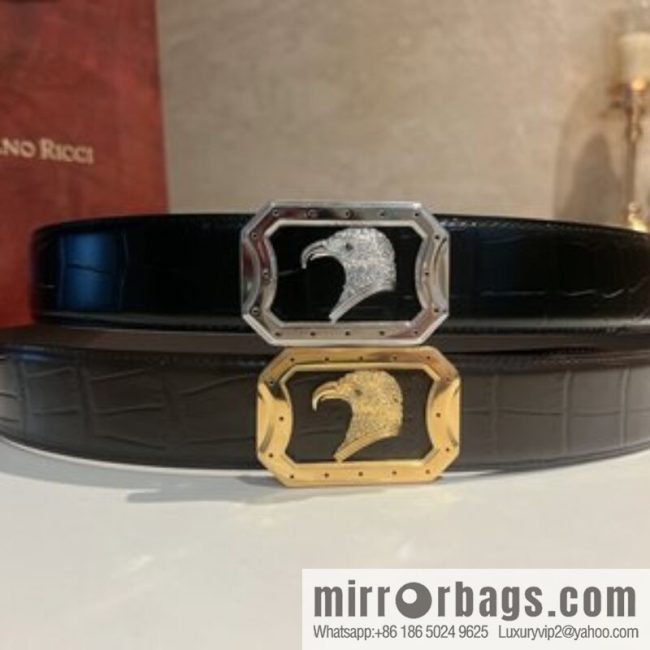 Stefano. Ricci Stephen, stainless steel hand-carved craft eagle head selection cowhide pressed texture belt 3.8cm