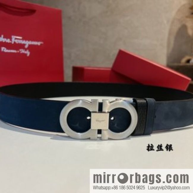 Ferragamo Ferragamo, imported suede and lychee double-sided adjustable belt 3.5cm - Image 2