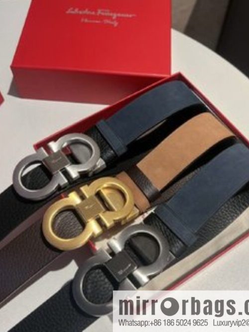 Ferragamo Ferragamo, imported suede and lychee double-sided adjustable belt 3.5cm