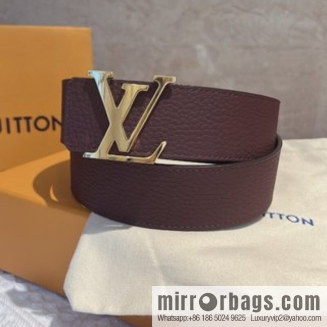 LOUIS VUITTON Louis Vuitton counter hanging buckle double-sided lychee lychee black/khaki double-sided men\'s belt - Image 3