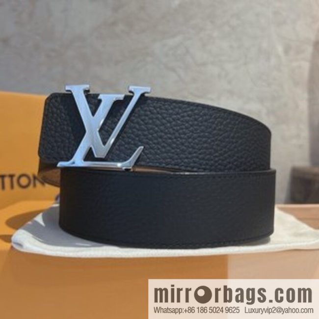 LOUIS VUITTON Louis Vuitton counter hanging buckle double-sided lychee lychee black/khaki double-sided men\'s belt - Image 2