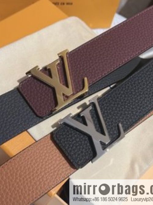 LOUIS VUITTON Louis Vuitton counter hanging buckle double-sided lychee lychee black/khaki double-sided men\'s belt