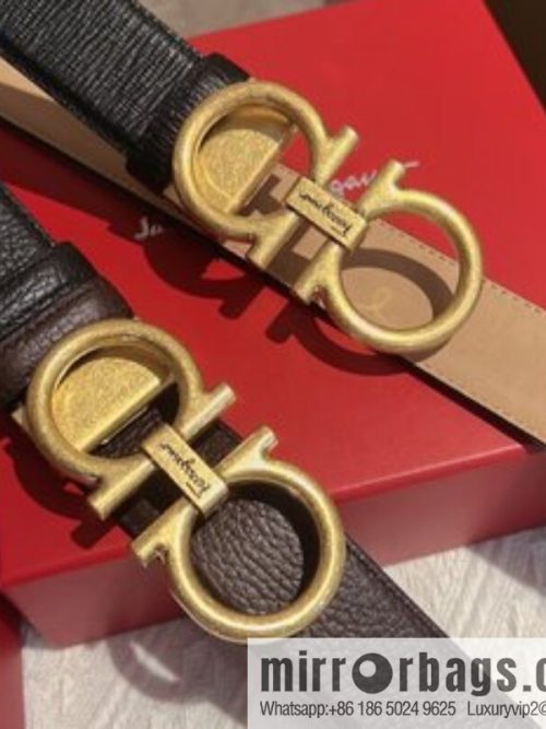 Ferragamo Ferragamo, first layer of cowhide with exquisite counter version retro metal buckle men\'s 3.5cm belt