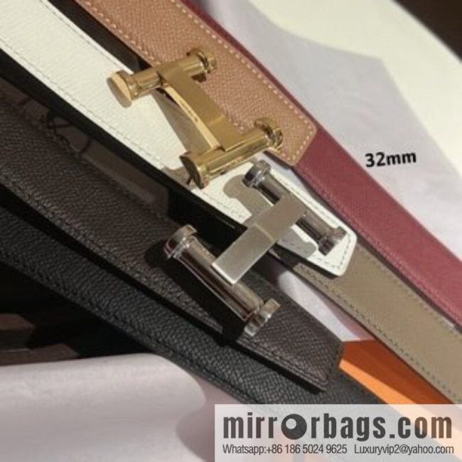 Hermès HERMES Agora Belt Buckle & Double Sided Leather Belt 32mm