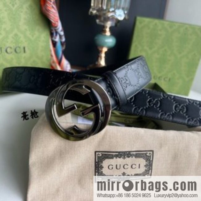 Gucci/Gucci Men\'s Interlocking Double G Metal Buckle Belt - Image 4