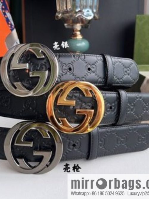 Gucci/Gucci Men\'s Interlocking Double G Metal Buckle Belt