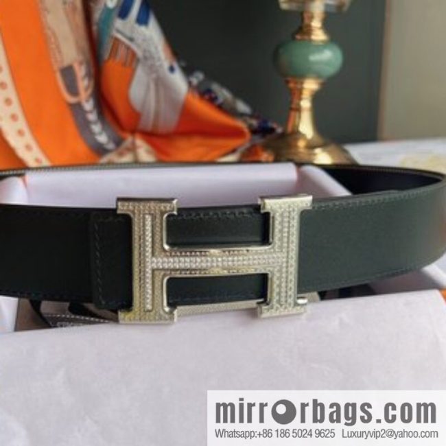 Hermes Hermes, using selected imported cowhide inlaid diamonds 3.8cm men\'s belt - Image 2