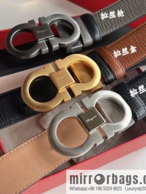 Ferragamo Ferragamo, exquisite 8-figure metal buckle men\'s textured belt 3.5cm