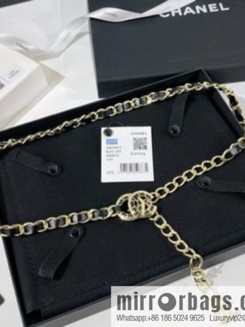 New ☑️ CHANEL Chanel Double C Black Leather Rope Belt Waist Chain