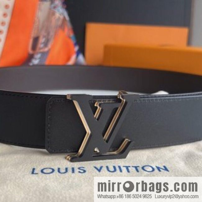 LV/Louis Vuitton, imported cowhide double-sided belt men 4.0cm - Image 4