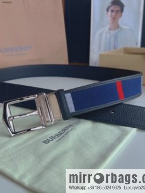BURBERRY Burberry Italian Men\'s Brown Checkered Boutique Pure Copper Needle Metal Buckle Men\'s 3.5 Belt