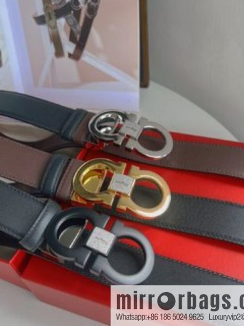 Ferragamo Ferragamo, boutique 8-character counter version metal buckle men\'s 3.5cm belt