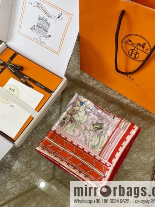Hermes \"Rotary Step and Serpentine Forward\" Double-sided silk scarf