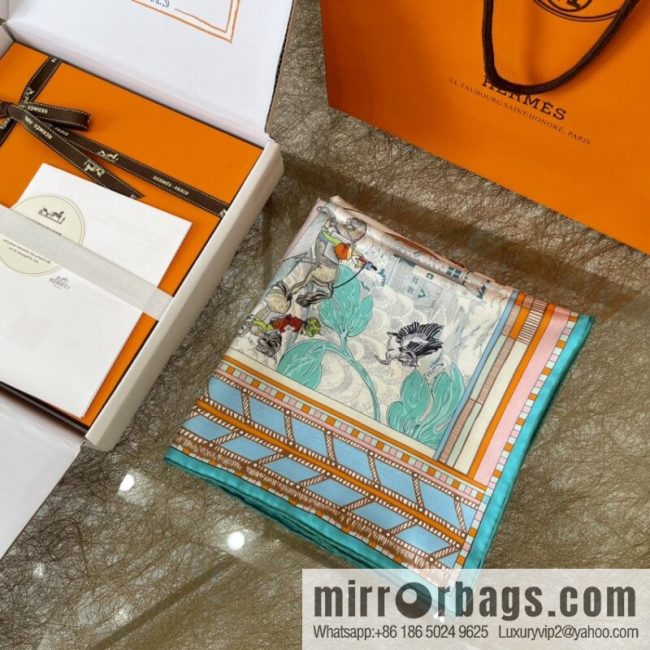 Hermes \"Rotary Step and Serpentine Forward\" Double-sided silk scarf