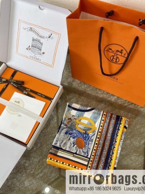Hermes \"Rotary Step and Serpentine Forward\" Double-sided silk scarf