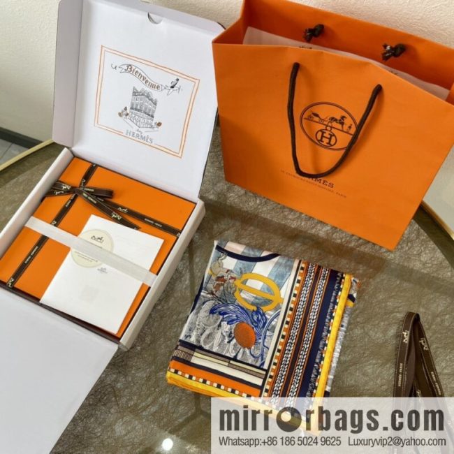 Hermes \"Rotary Step and Serpentine Forward\" Double-sided silk scarf