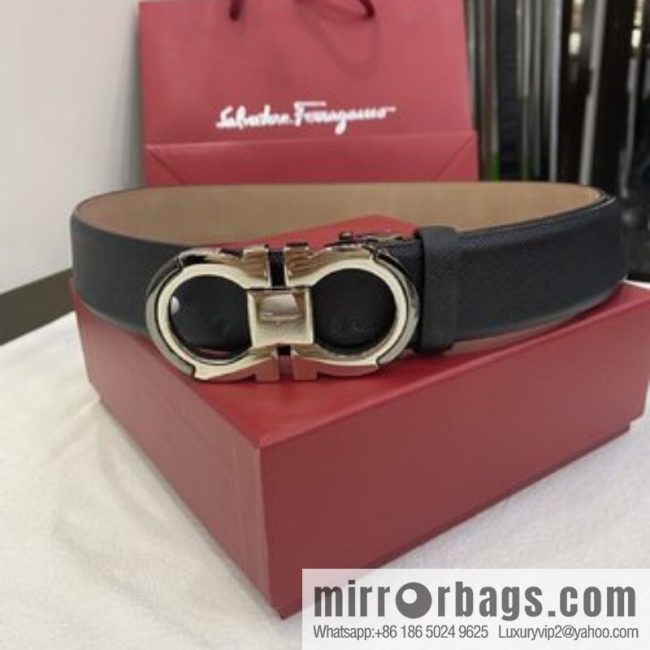 Ferragamo\'s new 3.5cm Gancio double-circle intercolored edge metal clip buckle, with the first layer of cowhide belt - Image 3
