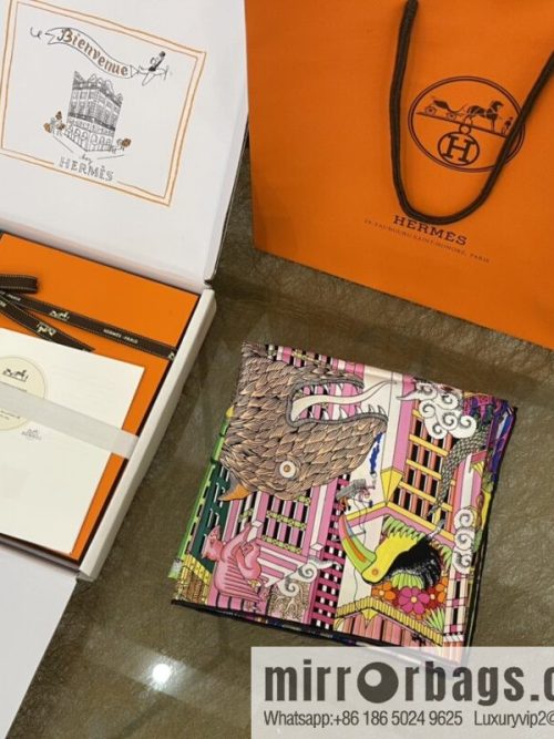 Hermes \"Animal City\" 100% silk scarf