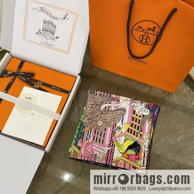 Hermes \"Animal City\" 100% silk scarf
