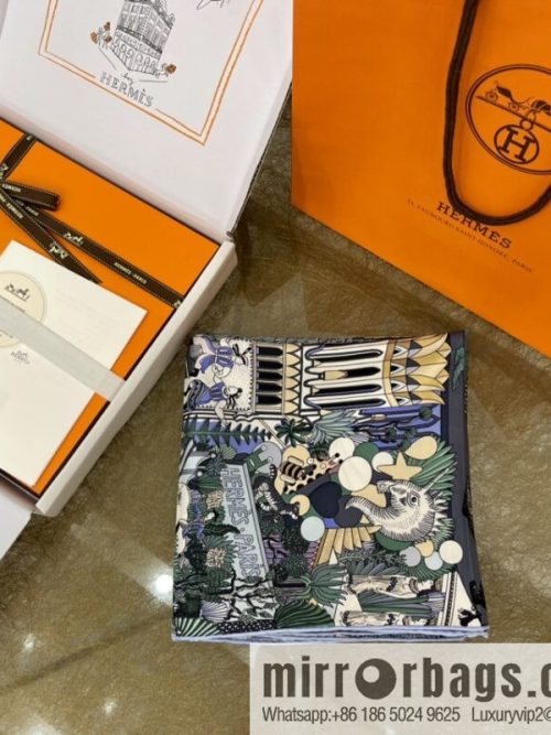 Hermes \"Animal City\" 100% silk scarf