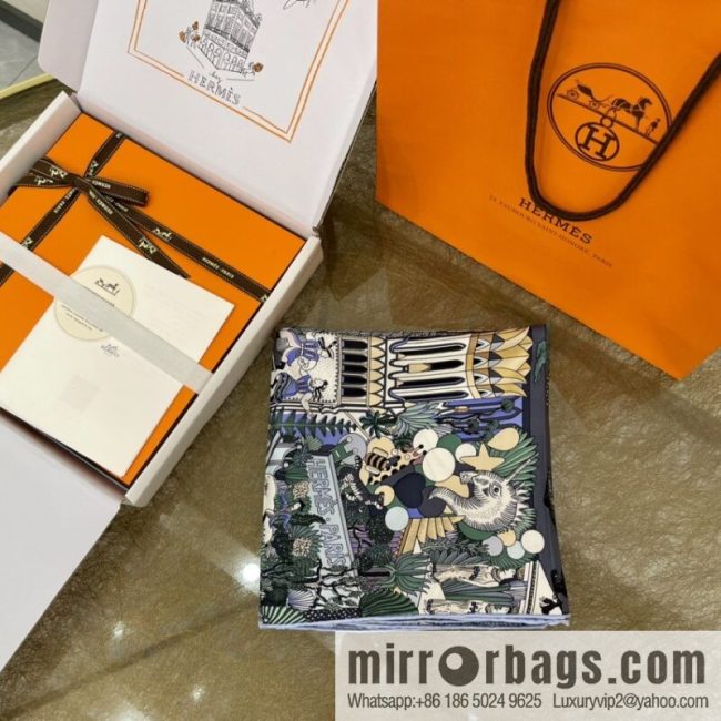 Hermes \"Animal City\" 100% silk scarf