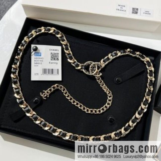 New ☑️ CHANEL Chanel Double C Black Leather Rope Belt Waist Chain