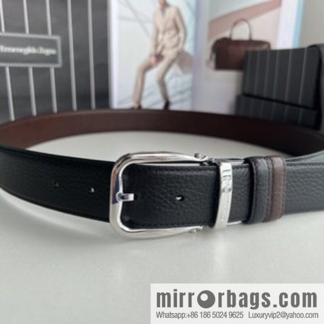 Ermengildo. Zein Zegna men\'s business leisure rotating pin buckle imported first layer cowhide belt 3.5cm - Image 2