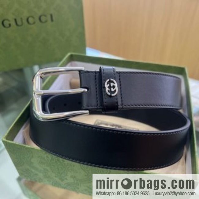 Gucci Gucci, double-sided first-layer cowhide pure copper hardware electroplated double G counter new belt 3.5cm - Image 4