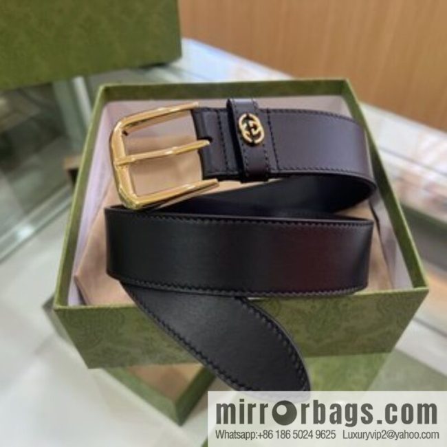 Gucci Gucci, double-sided first-layer cowhide pure copper hardware electroplated double G counter new belt 3.5cm - Image 3