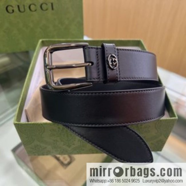 Gucci Gucci, double-sided first-layer cowhide pure copper hardware electroplated double G counter new belt 3.5cm - Image 2
