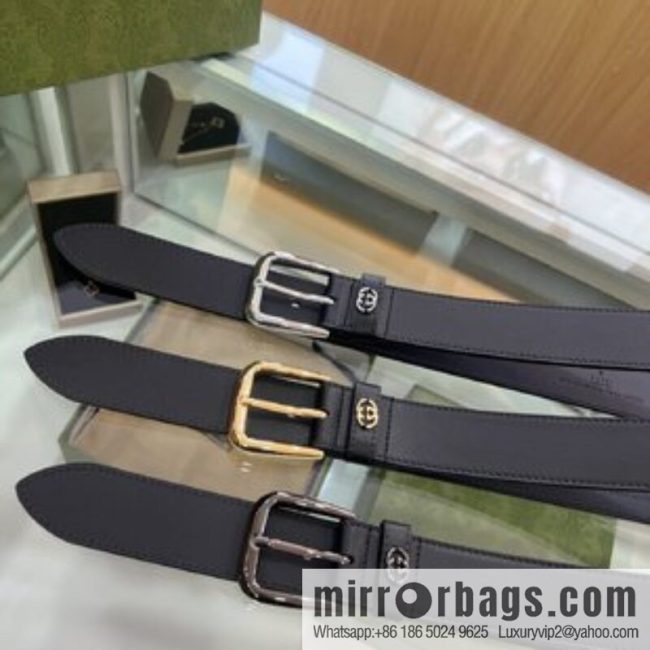 Gucci Gucci, double-sided first-layer cowhide pure copper hardware electroplated double G counter new belt 3.5cm