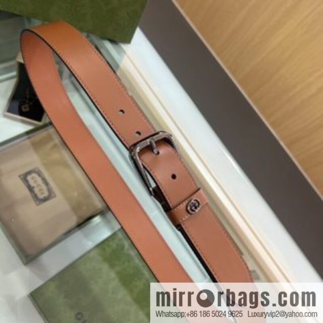 Gucci Gucci, double G counter new double-sided first-layer cowhide pure copper hardware electroplated 3.5cm belt - Image 4