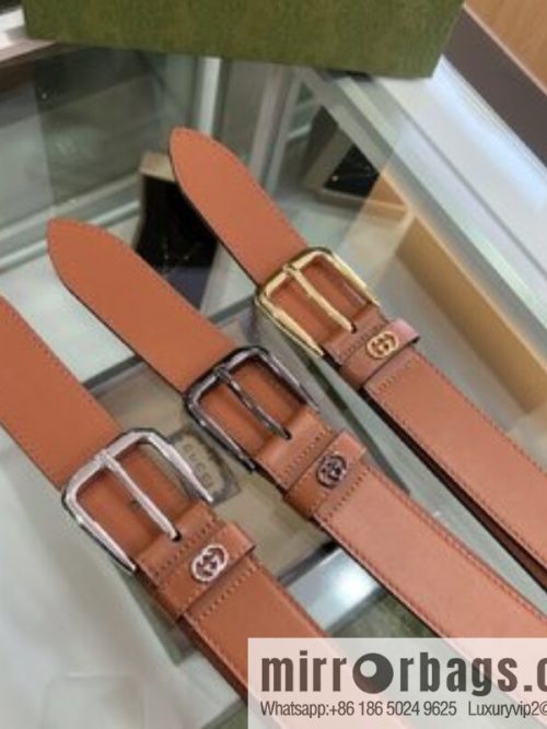 Gucci Gucci, double G counter new double-sided first-layer cowhide pure copper hardware electroplated 3.5cm belt