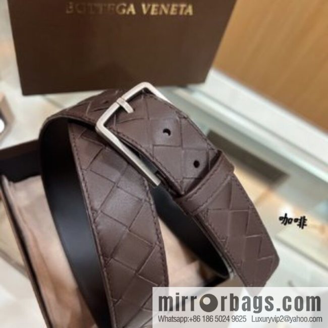 BV Baodiejia, imported cowhide adopts hand-woven matte pin buckle belt 3.5cm belt - Image 4