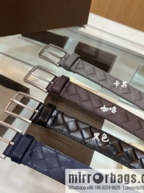 BV Baodiejia, imported cowhide adopts hand-woven matte pin buckle belt 3.5cm belt