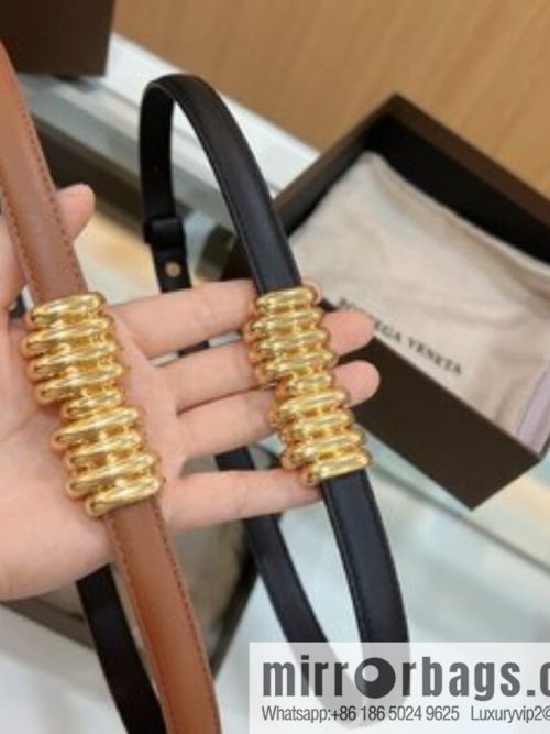 BV Baodian Home, Brown Gold Metal Buckle Wrapped Irregular Design Gold Ring Decorative Waist Belt
