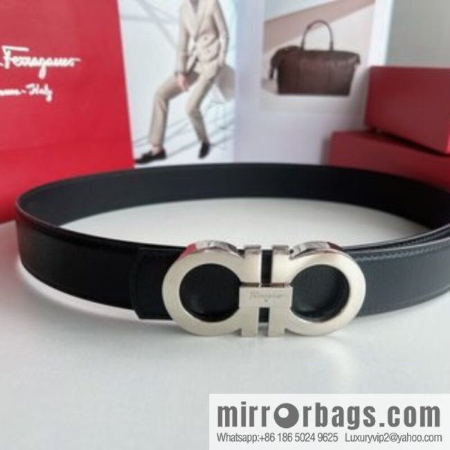 Salvatore Ferragamo (Italy) Imported first layer cowhide sheep texture men\'s belt 3.5cm - Image 2