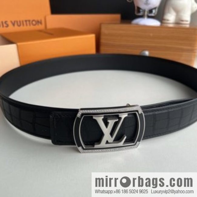 LV/Louis Vuitton, metal buckle solid steel resin craft inlaid men\'s 4.0 belt - Image 2