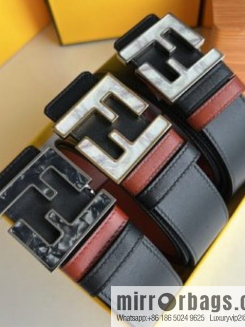 FENDI Fendi FF logo exquisite craftsmanship metal buckle first layer cowhide belt 4.0cm