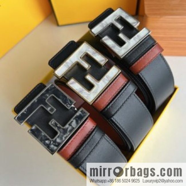 FENDI Fendi FF logo exquisite craftsmanship metal buckle first layer cowhide belt 4.0cm