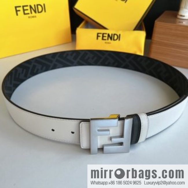 FENDI Fendi, double negative ion metal buckle printed fabric cowhide bottom lining 4.0cm width - Image 7