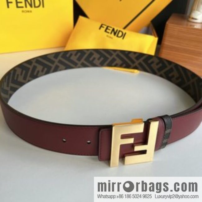 FENDI Fendi, double negative ion metal buckle printed fabric cowhide bottom lining 4.0cm width - Image 6