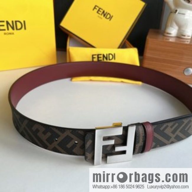 FENDI Fendi, double negative ion metal buckle printed fabric cowhide bottom lining 4.0cm width - Image 5