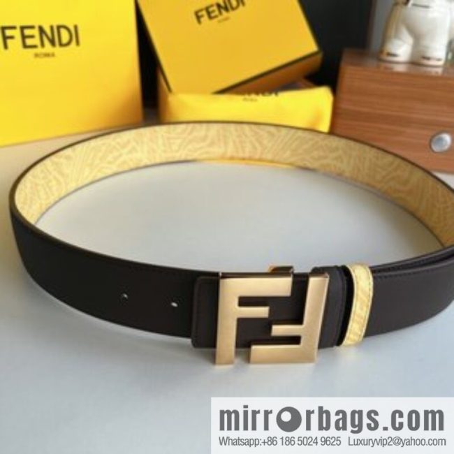 FENDI Fendi, double negative ion metal buckle printed fabric cowhide bottom lining 4.0cm width - Image 4