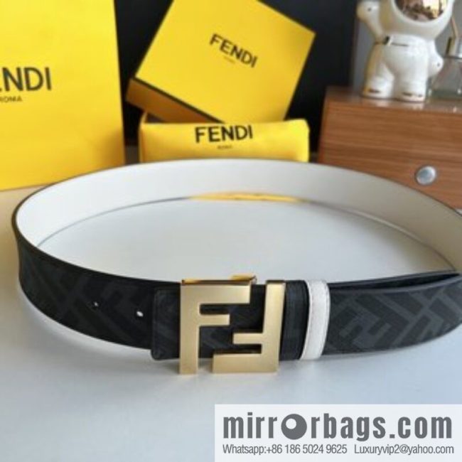 FENDI Fendi, double negative ion metal buckle printed fabric cowhide bottom lining 4.0cm width - Image 3